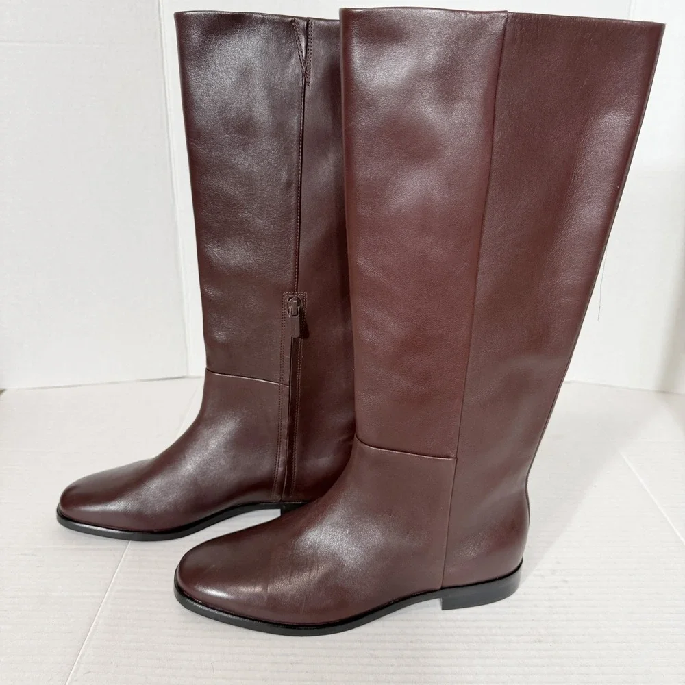 Vince Martell Womens Ganache Brown Knee High Minimalist Riding Boot Size 7.5
